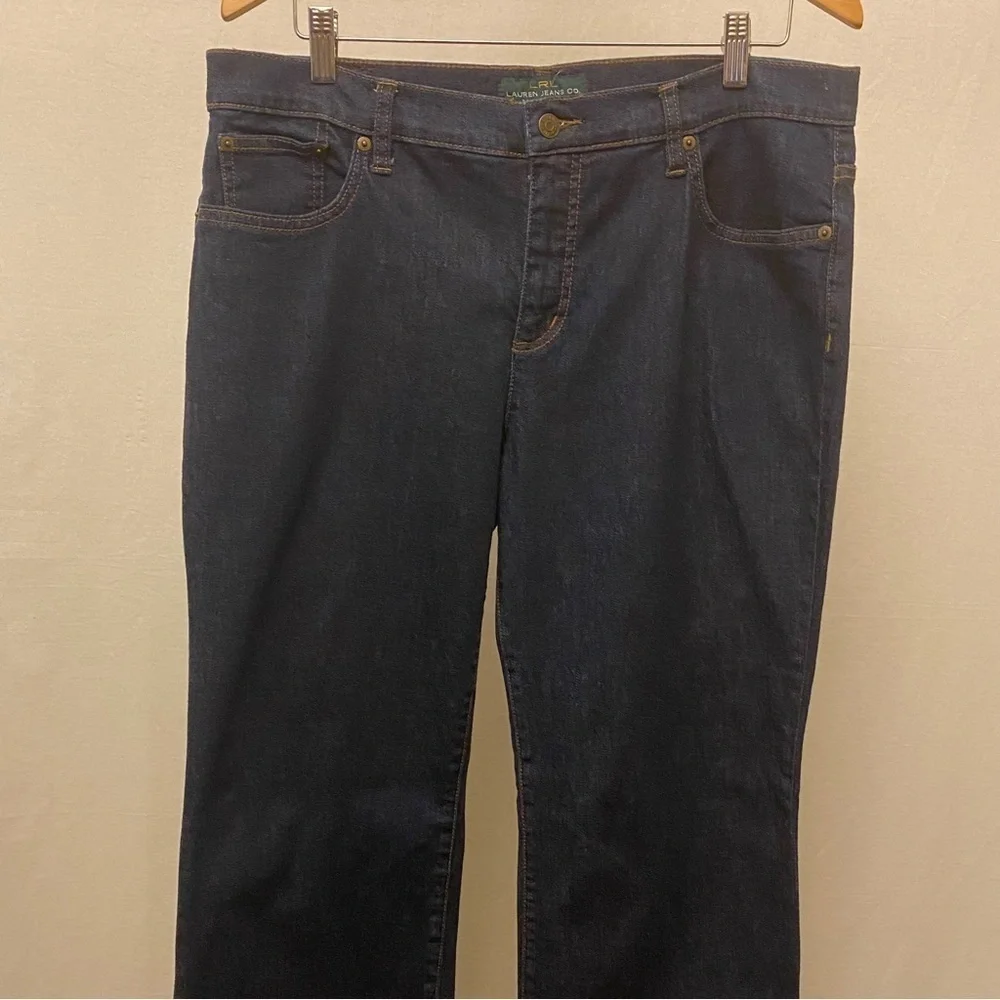 Lauren Ralph Lauren Sz 14 Mid Rise Boot Cut Jeans Women’s Dark Wash Stretch